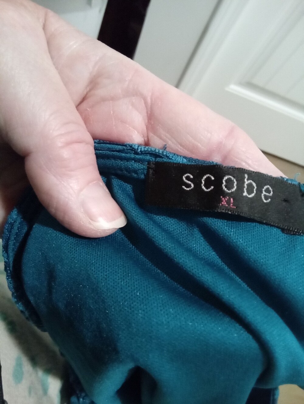 Scobe Size XL Dark Teal Lace with Lining Sleeveless Tailored Fit Peplum Blouse - Picture 6 of 8